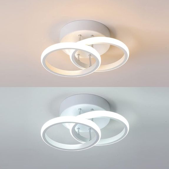 Lustra LED Dormitor Cercuri 2 Brate 36W – Telecomanda IR, 3 Temperaturi, 40cm