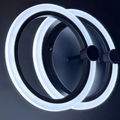Lustra led neagra Cercuri Cu Telecomanda 35W Cu 2 Brate 3 Culori 400mm x 100mm