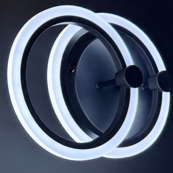 Lustra led neagra Cercuri Cu Telecomanda 35W Cu 2 Brate 3 Culori 400mm x 100mm