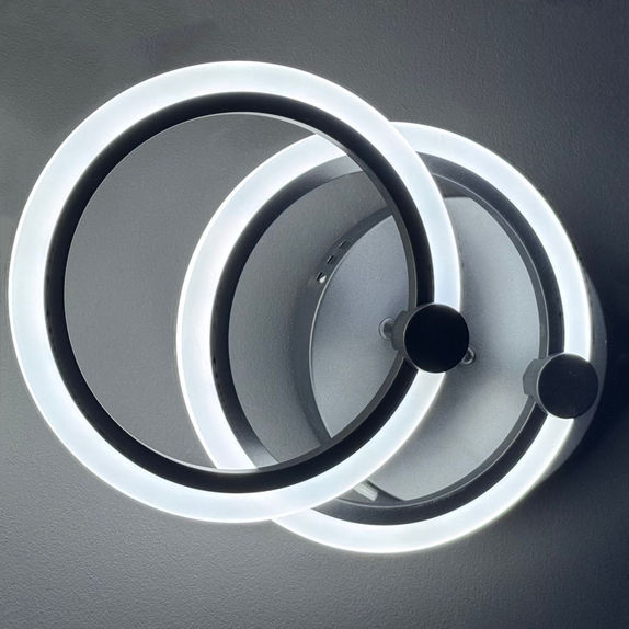 Lustra led neagra Cercuri Cu Telecomanda 35W Cu 2 Brate 3 Culori 400mm x 100mm