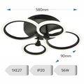 Lustra Led Neagra Cu Telecomanda 56W Cu 4 Brate 3 Culori 580Mm X 90Mm