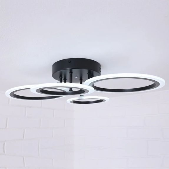 Lustra Led Neagra Cu Telecomanda 56W Cu 4 Brate 3 Culori 580Mm X 90Mm