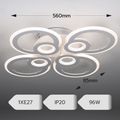 Lustra LED Cercuri Living 8 Brate 96W – Telecomanda IR, 3 Temperaturi, 56cm
