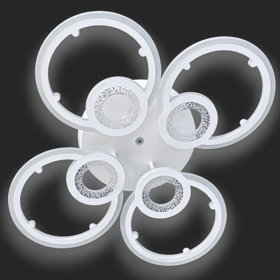 Lustra LED Cercuri Living 8 Brate 96W – Telecomanda IR, 3 Temperaturi, 56cm