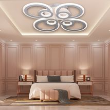 Lustra LED Cercuri Living 8 Brate 96W – Telecomanda IR, 3 Temperaturi, 56cm