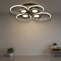 Lustra Led neagra cercuri 96W Cu 8 Brate 3 Culori 560Mm X 85Mm