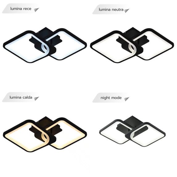 Lustra led neagra cu 2 patrate 50W 3 Culori 550Mm X 115Mm