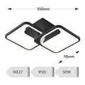 Lustra led neagra cu 2 patrate 50W 3 Culori 550Mm X 115Mm