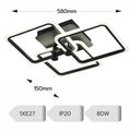 Lustra Led neagra Cu Telecomanda 80W Cu 3 Brate 3 Culori 580 X 150Mm