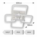 Lustra LED Patrata Living 4 Brate 80W – Telecomanda IR, 3 Temperaturi, 60cm