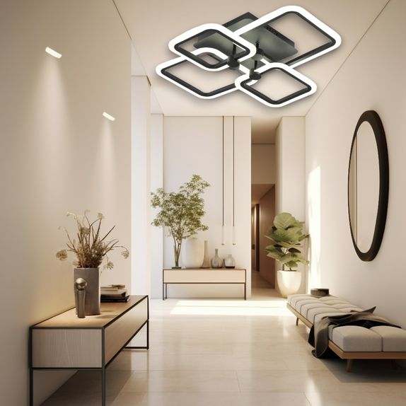 Lustra led neagra 80W Cu 4 Brate 3 Culori 600X120Mm