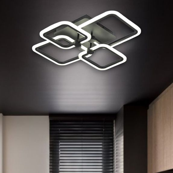 Lustra led neagra 80W Cu 4 Brate 3 Culori 600X120Mm
