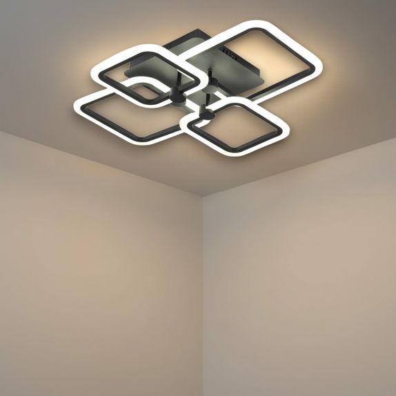 Lustra led neagra 80W Cu 4 Brate 3 Culori 600X120Mm
