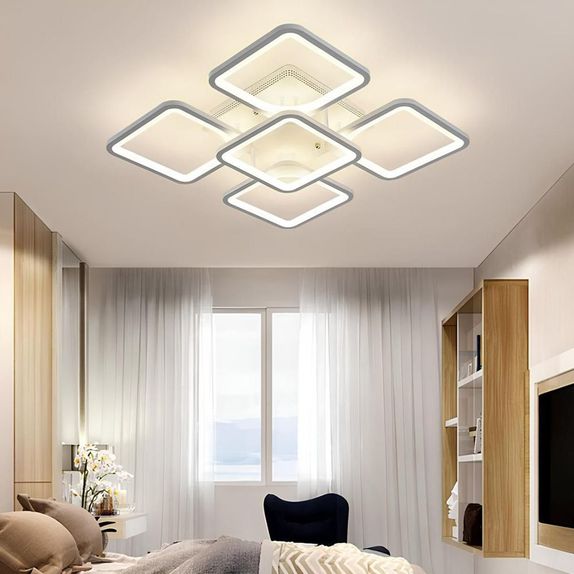 Lustra LED Patrata Living 5 Brate 104W – Telecomanda IR, 3 Temperaturi, 61cm