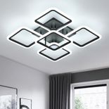 Lustra LED Patrata Neagra Living 5 Brate 104W – 3 Temperaturi de Culoare, 61cm