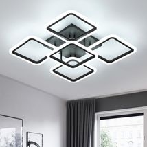 Lustra LED Patrata Neagra Living 5 Brate 104W – 3 Temperaturi de Culoare, 61cm