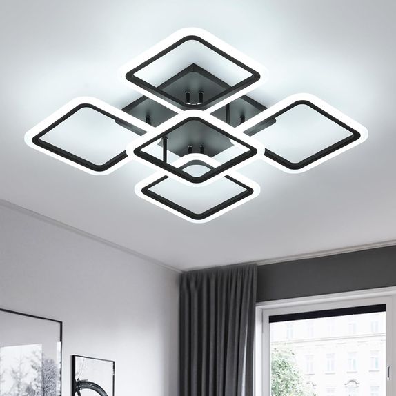 Lustra led patrate neagra 104W Cu 5 Brate 3 Culori 610X90Mm