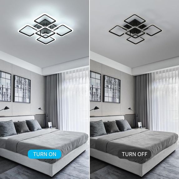 Lustra led patrate neagra 104W Cu 5 Brate 3 Culori 610X90Mm