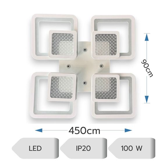 Lustra LED Living 8 Brate 100W – Telecomanda IR, 3 Temperaturi de Culoare, 45cm