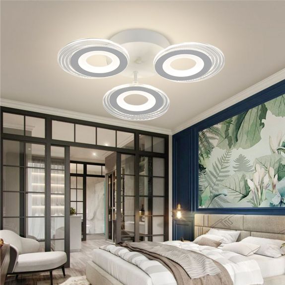 Lustra Led Cercuri 70W Cu 3 Brate 3 Culori+Ir 470 X 85Mm