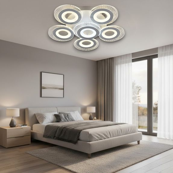 Lustra LED Living 6 Brate 150W – Telecomanda IR, 3 Temperaturi de Culoare, 55cm