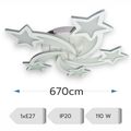 Lustra LED Forma Stea 5 Brate 110W – Dimabila, Telecomanda IR, 3 Temperaturi