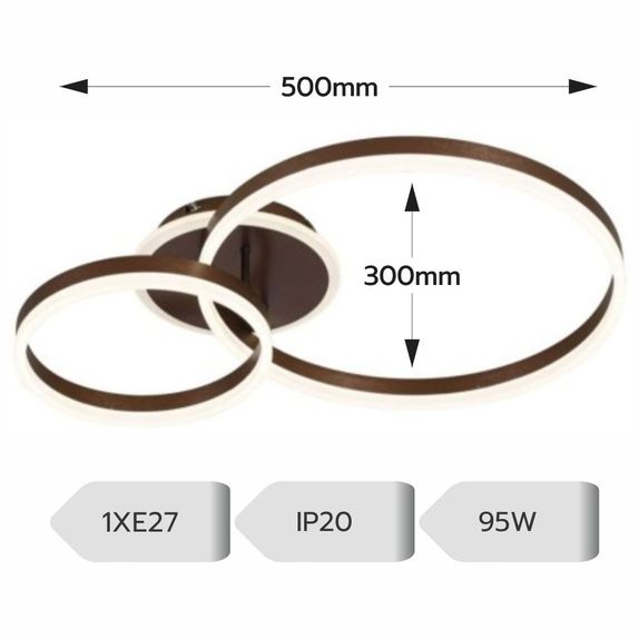 Lustra Led cercuri 95w/5100lm cu Telecomanda 300+500mm