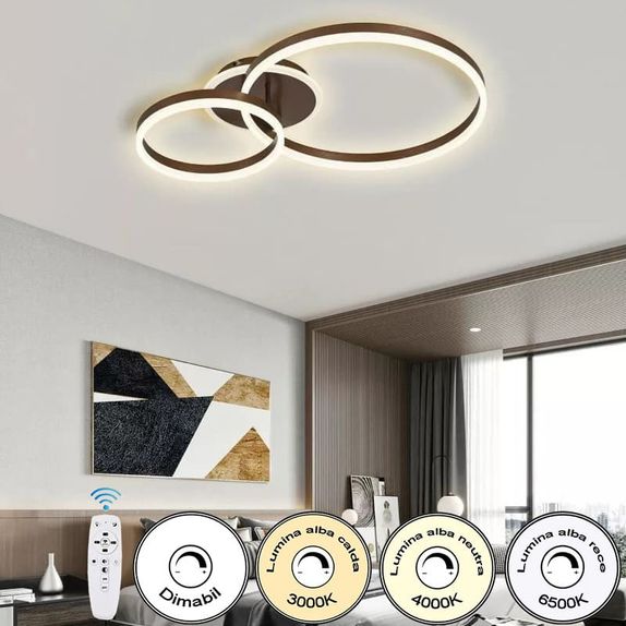 Lustra Led cercuri 95w/5100lm cu Telecomanda 300+500mm