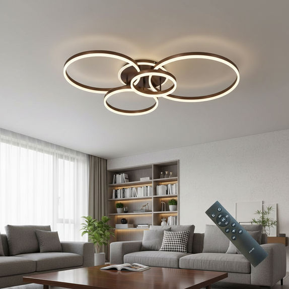 Lustra Led cercuri 176w/8000lm cu Telecomanda 300+400+500+600mm