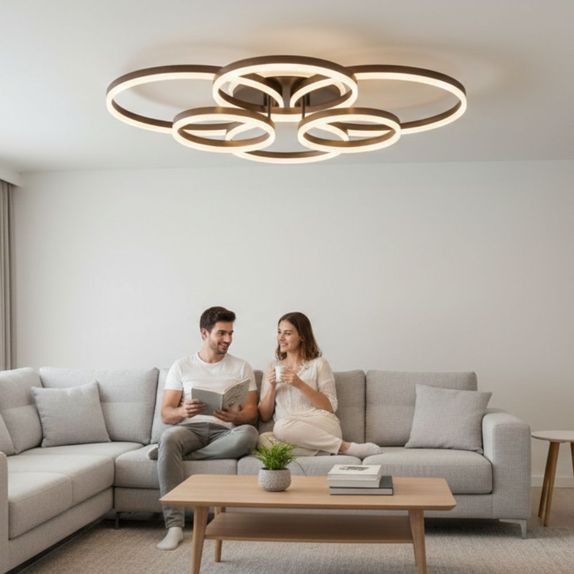 Lustra Led moderna Dimabila 222w/9400lm cu Telecomanda 300*2+400*2+500*2mm