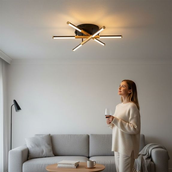 Lustra LED Aplicata 50W – Lumina Reglabila 3000K-6500K, Telecomanda IR, 60cm