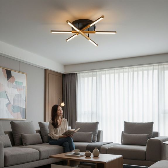 Lustra LED Aplicata 50W – Lumina Reglabila 3000K-6500K, Telecomanda IR, 60cm