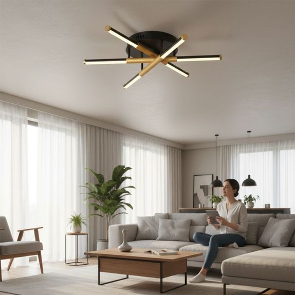 Lustra LED Aplicata 50W – Lumina Reglabila 3000K-6500K, Telecomanda IR, 60cm