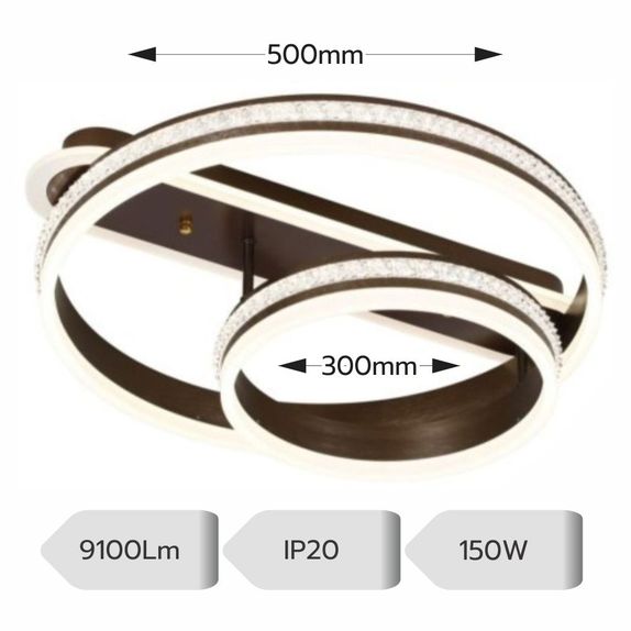 Lustra Led cerc 150w/9100lm cu Telecomanda pentru living 300+500mm