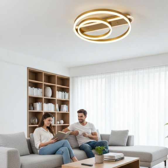 Plafoniera LED Aurie Dimabila 100W – 6000lm, Telecomanda, 2 Cercuri, 30+50cm