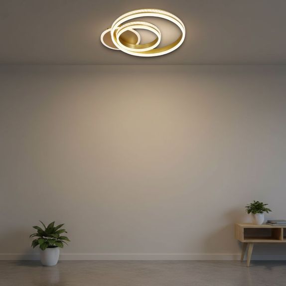 Lustra LED Dormitor Cercuri 122W – 5900lm, Telecomanda, 2 Cercuri Concentrice