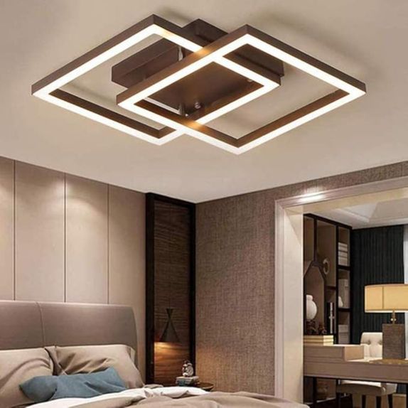 Lustra led cafenie 80W cu doua brate si telecomanda 3000/4000/6500K