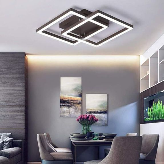 Lustra led cafenie 80W cu doua brate si telecomanda 3000/4000/6500K