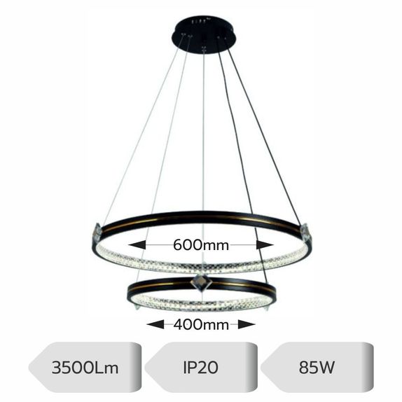 Lustra Led Pe Cablu Ajustabila 85W/3500Lm/3000K/4000K/6500K +Ir 400Mm X 600Mm