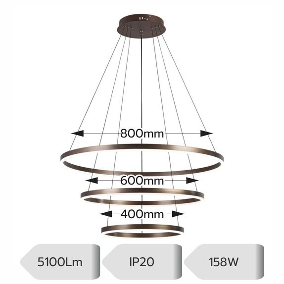 Lustra Led Pe Cablu Ajustabila 158W/5100Lm/3000K/4000K/6500K + Ir 400Mm X 600Mm X 800Mm
