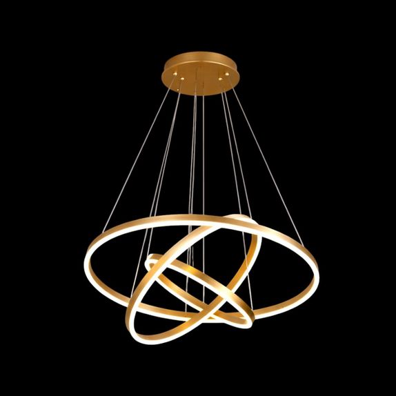 Lustra LED Suspendata Aluminiu 150W – 9800lm, Telecomanda, 3 Cercuri Ajustabile