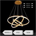 Lustra LED Suspendata Aluminiu 150W – 9800lm, Telecomanda, 3 Cercuri Ajustabile