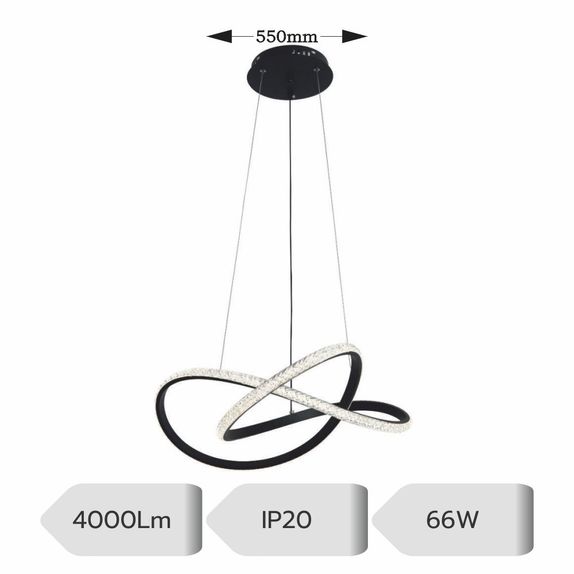 Lustra LED Ajustabila pe Cablu 66W – 4000lm, 3 Temperaturi Reglabile, 50cm