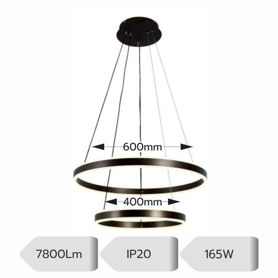 Lustra Led Pe Cablu Ajustabila 165W/7800Lm/3000K/4000K/6500K + Ir 400Mm X 600Mm