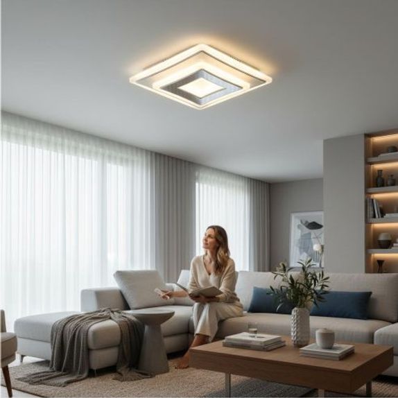 Plafoniera LED Minimalist 34W, 2900lm, 3 Culori de Lumina (CCT), Design Patrat