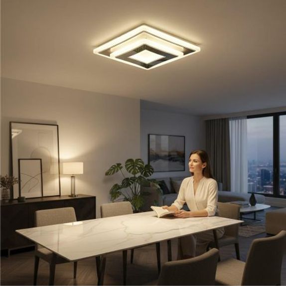Plafoniera LED Minimalist 34W, 2900lm, 3 Culori de Lumina (CCT), Design Patrat