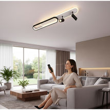 Plafoniera led neagra 85W cu spot si telecomanda,trei brate 3000/4000/6500K