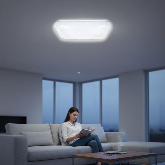 Plafoniera LED Patrata Slim, 12W, Lumina Rece (6400K), Ideala pentru Coridor