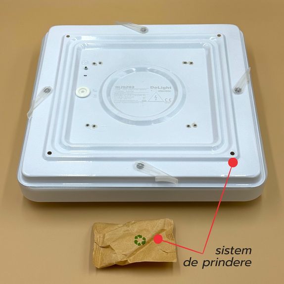 Plafoniera LED Slim Patrata, 18W (Echivalent 160W), 27.5x27.5cm, Rece