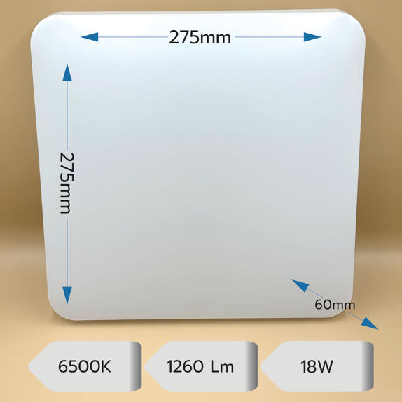 Plafoniera LED Slim Patrata, 18W (Echivalent 160W), 27.5x27.5cm, Rece